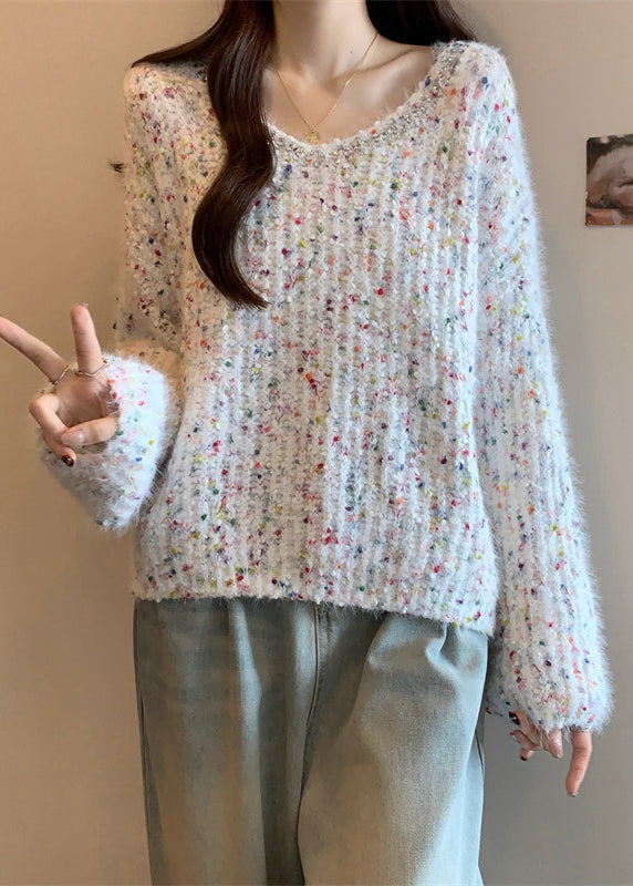 Cozy White Warm Knit Sweater Oversized Fall