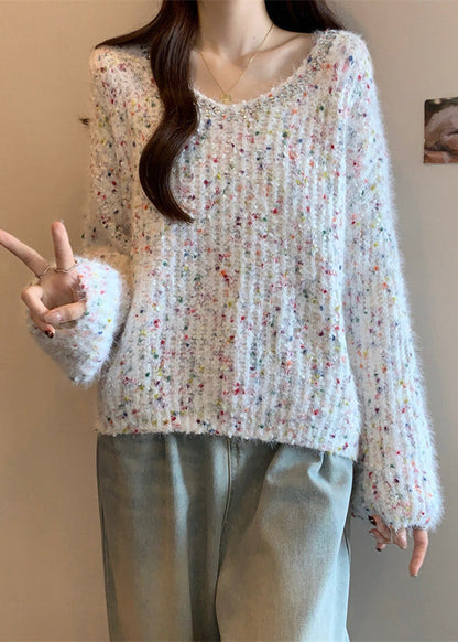 Cozy White Warm Knit Sweater Oversized Fall