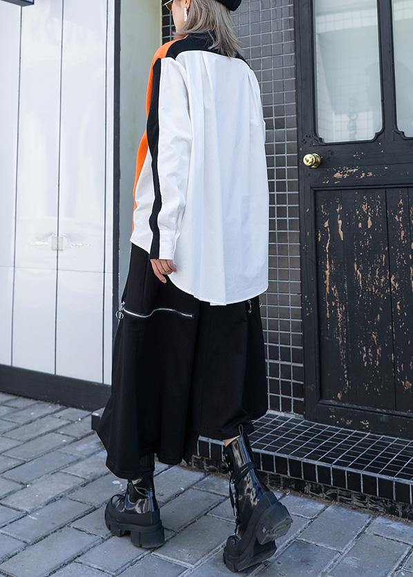 Cozy black patchwork knitted t shirt trendy plus size v neck Button knitwear - SooLinen