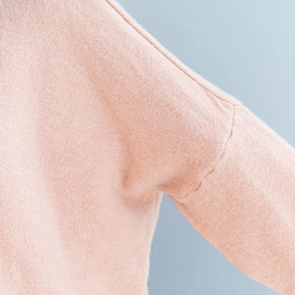 Cozy black sweater tops plus size clothing fall knitwear v neck - SooLinen