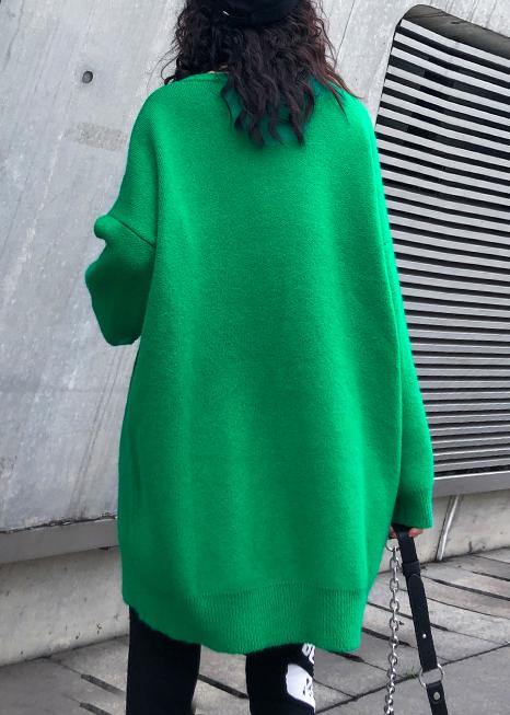 Cozy green print clothes For Women plus size clothing o neck knitwear - SooLinen