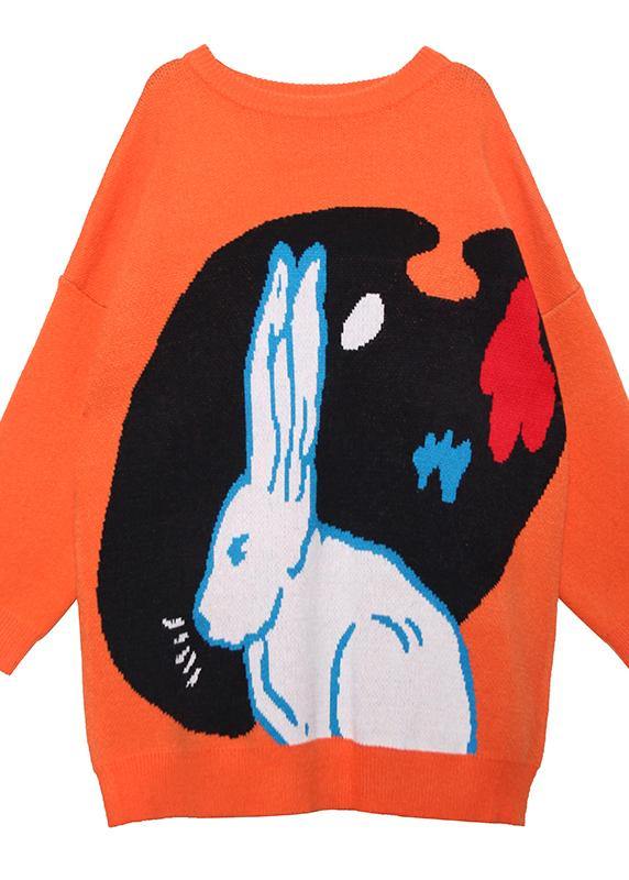 Cozy green print clothes For Women plus size clothing o neck knitwear - SooLinen