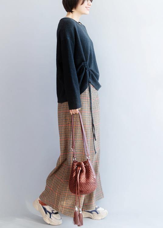 Cozy o neck black sweaters fall fashion drawstring knitted pullover - SooLinen