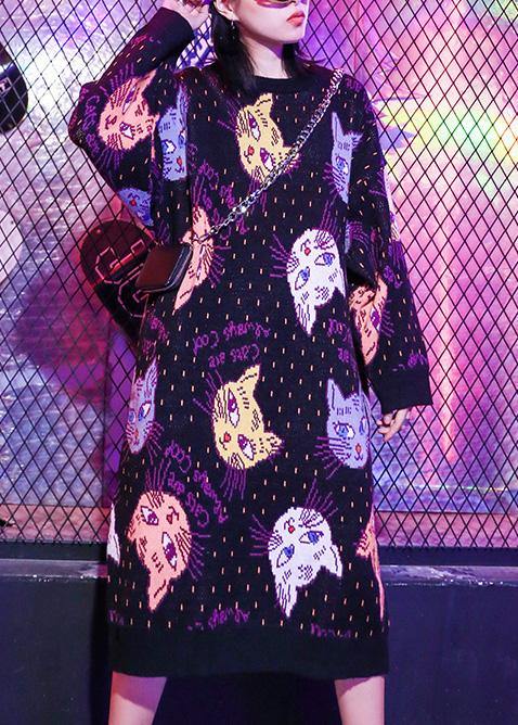 Cozy prints Sweater outfits Quotes o neck Ugly winter sweater dresses - SooLinen