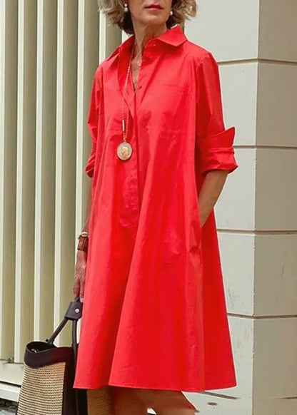 Cross Border White Peter Pan Collar Women's Simple Loose Long Shirt Dress