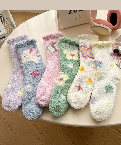 Cute And Sweet Coral Velvet Thick Mid Calf Socks