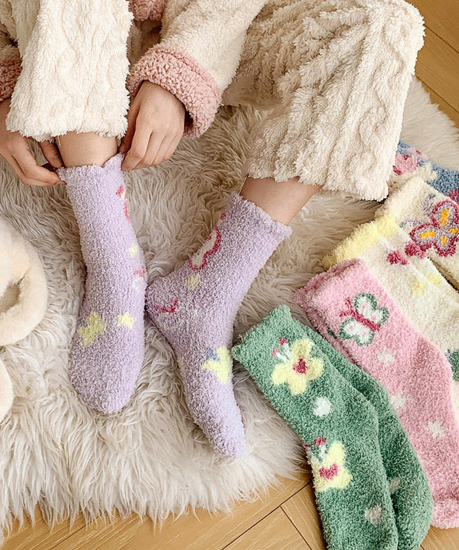 Cute And Sweet Coral Velvet Thick Mid Calf Socks