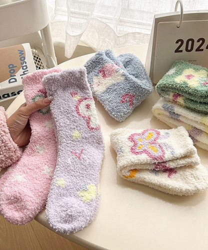 Cute And Sweet Coral Velvet Thick Mid Calf Socks