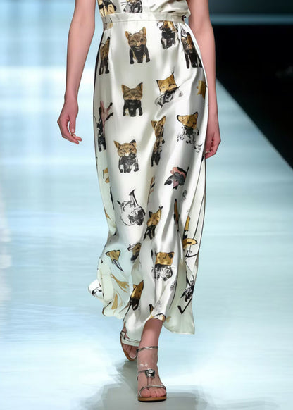 Cute Animal Print Draping Silk Maxi Dresses Summer