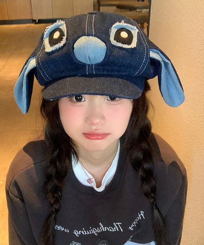 Cute Cartoon Blue Big Ear Denim Breton Hat