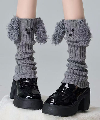 Cute Cartoon Coffee Fuzzy Fur Knit Sock Covers