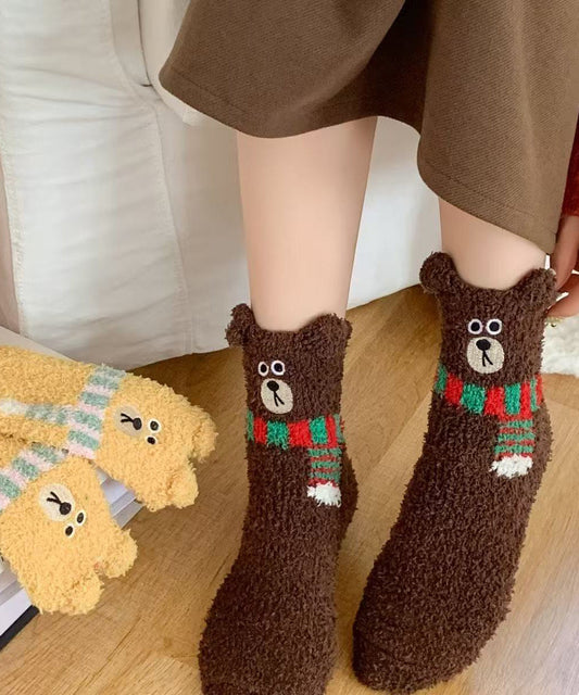 Cute Cartoon Fuzzy Fur Fluffy Mid Calf Socks