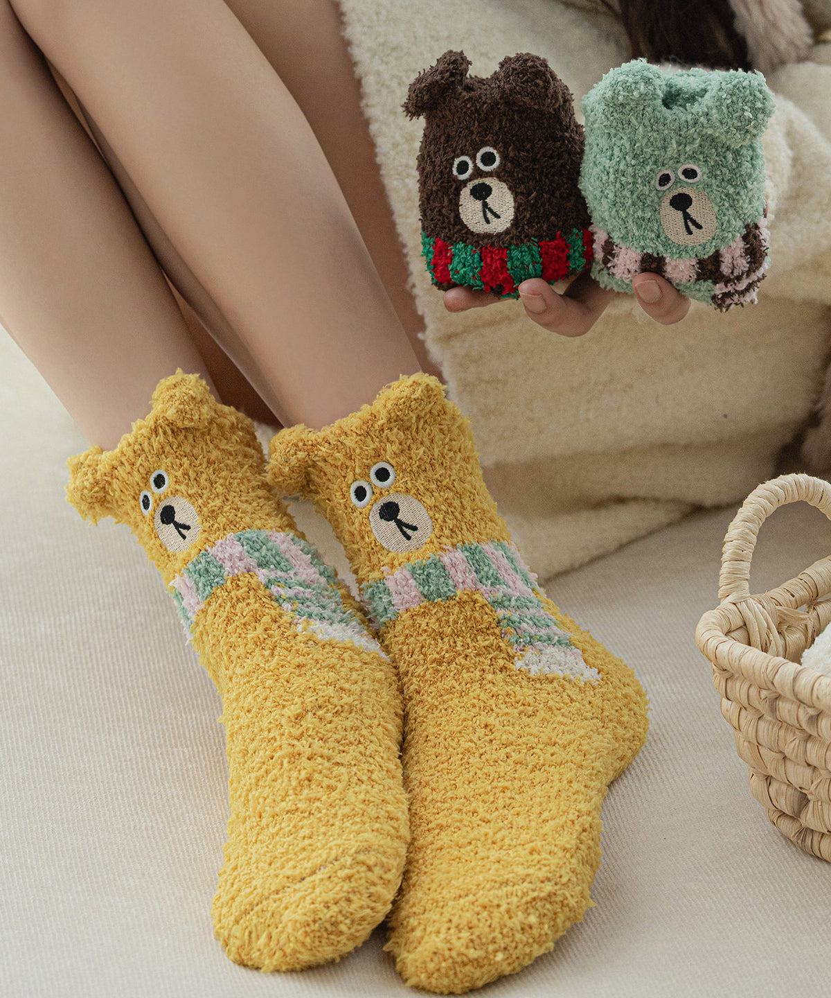 Cute Cartoon Fuzzy Fur Fluffy Mid Calf Socks