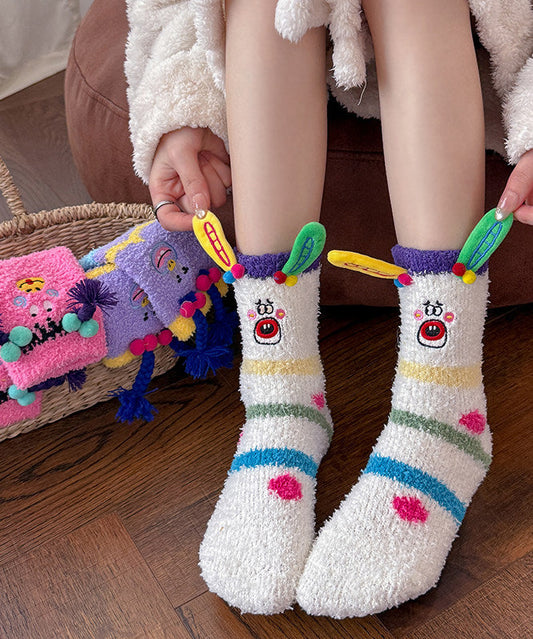 Cute Cartoon Thick Warm Coral Fleece Mid Calf Socks