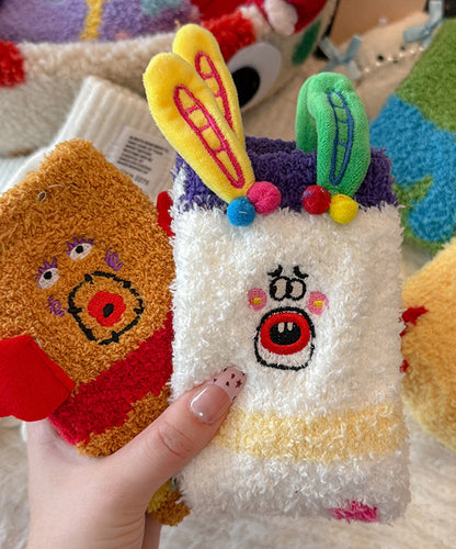 Cute Cartoon Thick Warm Coral Fleece Mid Calf Socks