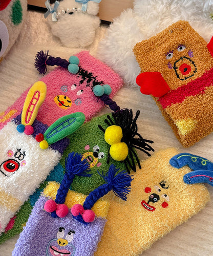 Cute Cartoon Thick Warm Coral Fleece Mid Calf Socks