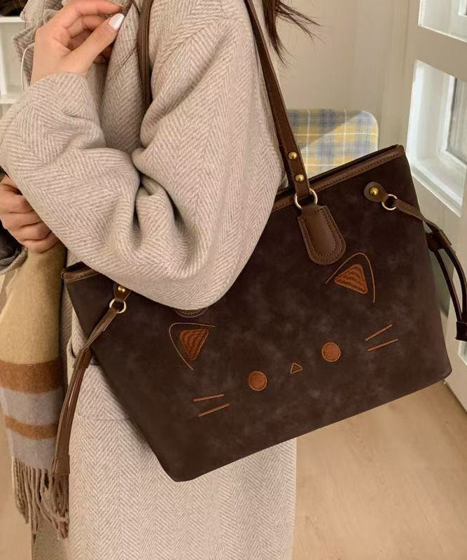 Cute Cate Large Capacity Rivet Faux Leather Satchel Handbag
