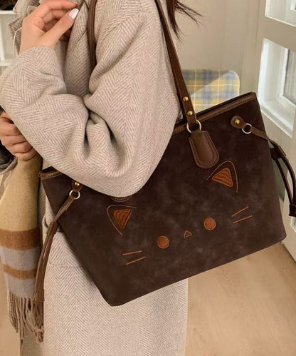 Cute Cate Large Capacity Rivet Faux Leather Satchel Handbag
