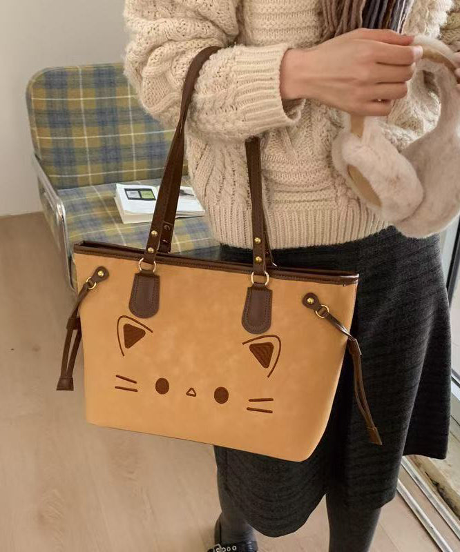 Cute Cate Large Capacity Rivet Faux Leather Satchel Handbag