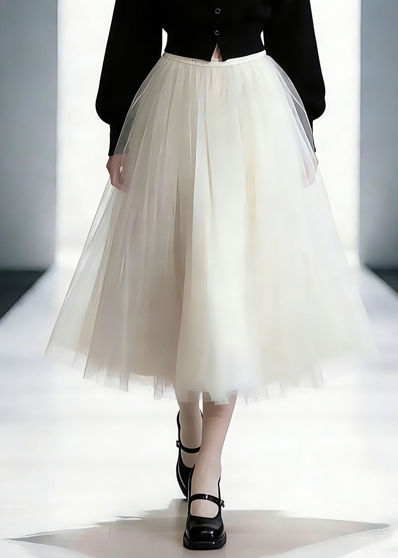 Cute Cotton Knit Cardigans And Tulle Maxi Skirts Two Piece Set Spring