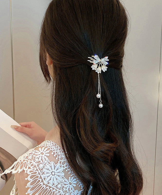 Cute Gold Alloy Zircon Pearl Lily Of The Valley Tassel Hairpin