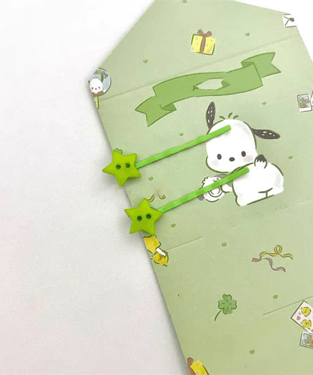 Cute Green Acrylic Star A Pair Hairpin