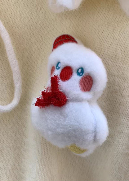 Cute Light Yellow Ruffled Warm Knit Sweater Tops Winter