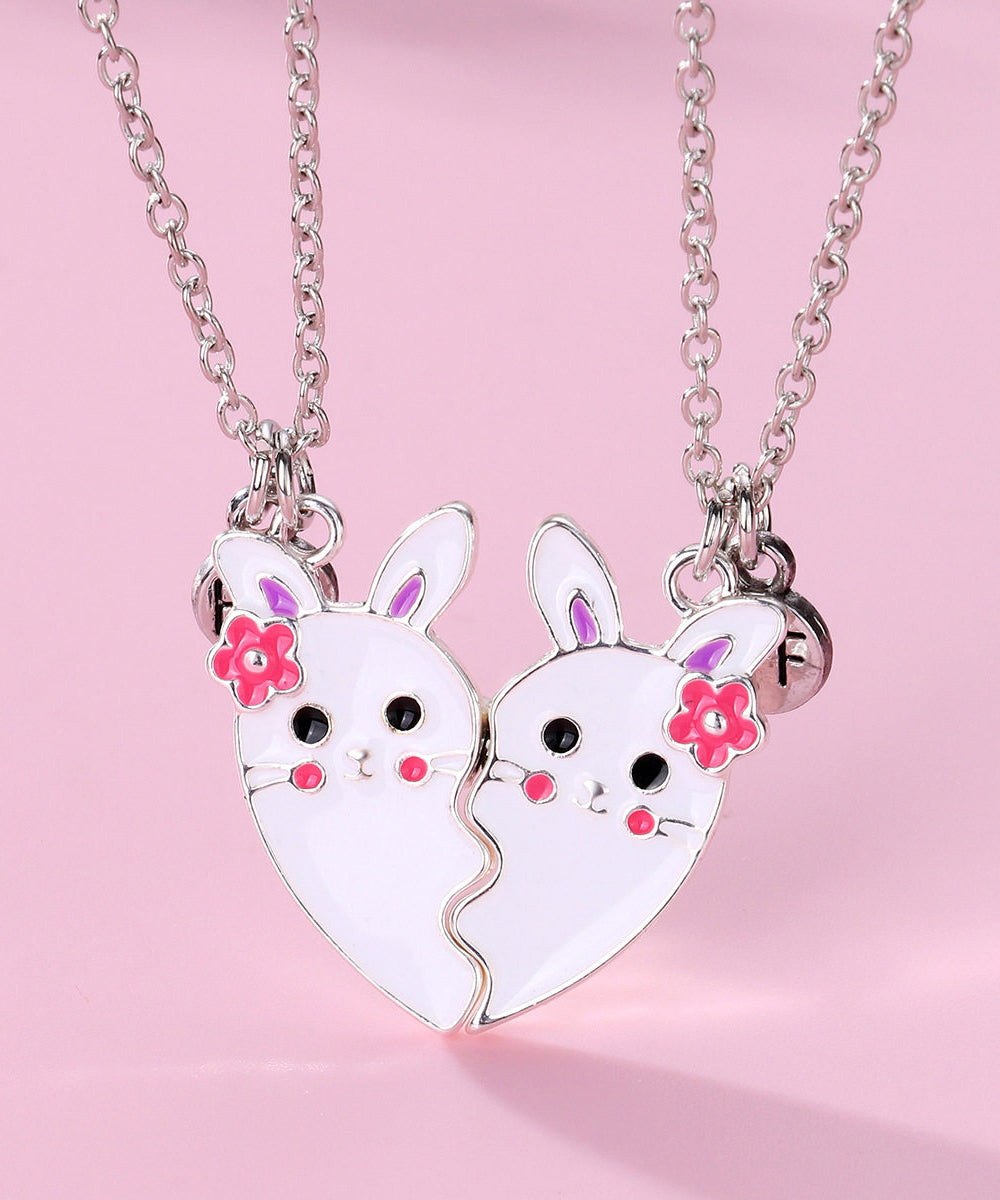 Cute Little Cat Stainless Steel Little Cat Best Friend Set Pendant Necklace