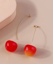 Load image into Gallery viewer, Cute Orange Alloy Acrylic Cherry Drop Earrings