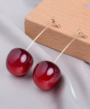 Load image into Gallery viewer, Cute Orange Alloy Acrylic Cherry Drop Earrings