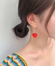 Load image into Gallery viewer, Cute Orange Alloy Acrylic Cherry Drop Earrings