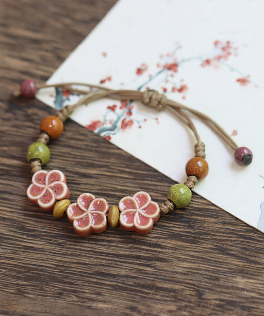 Cute Picture 1 Weave Ceramic Plum Blossom Adjustable Charm Bracelet