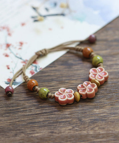 Cute Picture 1 Weave Ceramic Plum Blossom Adjustable Charm Bracelet