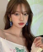 Cute Pink Alloy Chain Drop Earrings