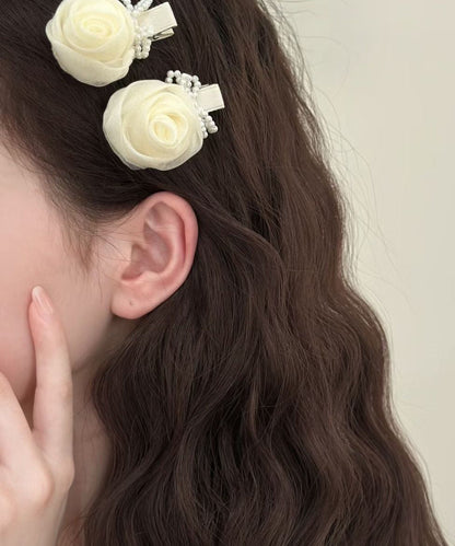 Cute Pink Alloy Tulle Rose A Pair Hairpin