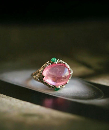 Cute Pink Alloy Zircon Crystal Rings