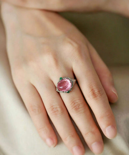 Cute Pink Alloy Zircon Crystal Rings