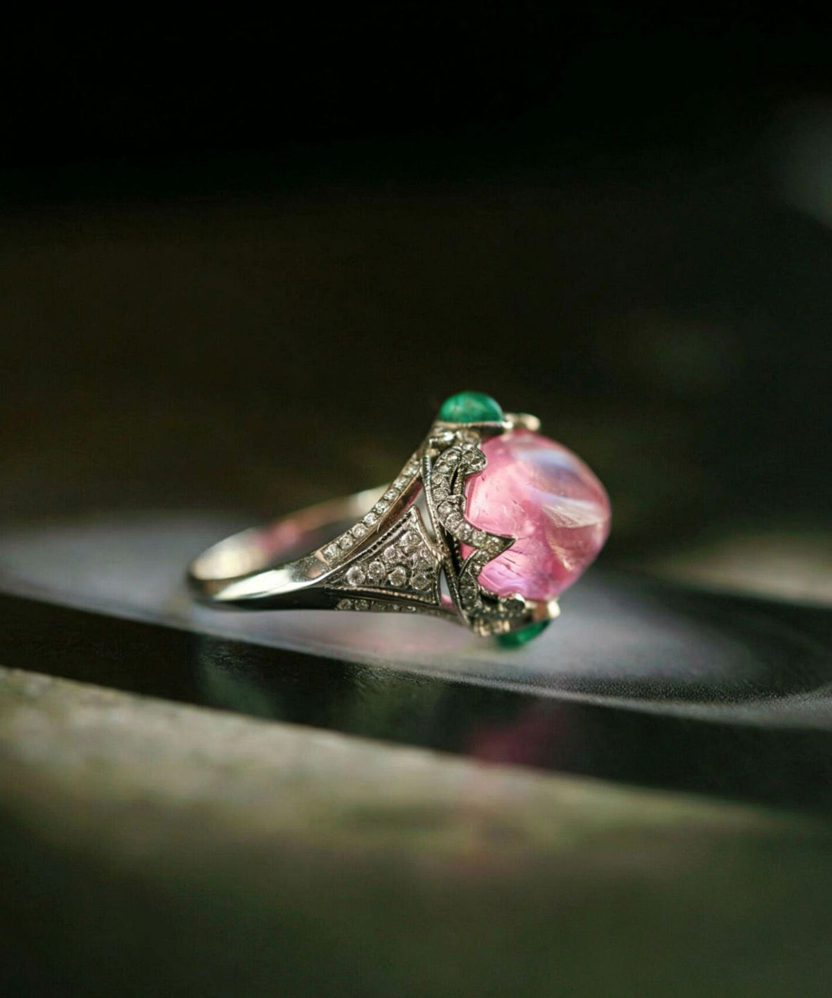 Cute Pink Alloy Zircon Crystal Rings