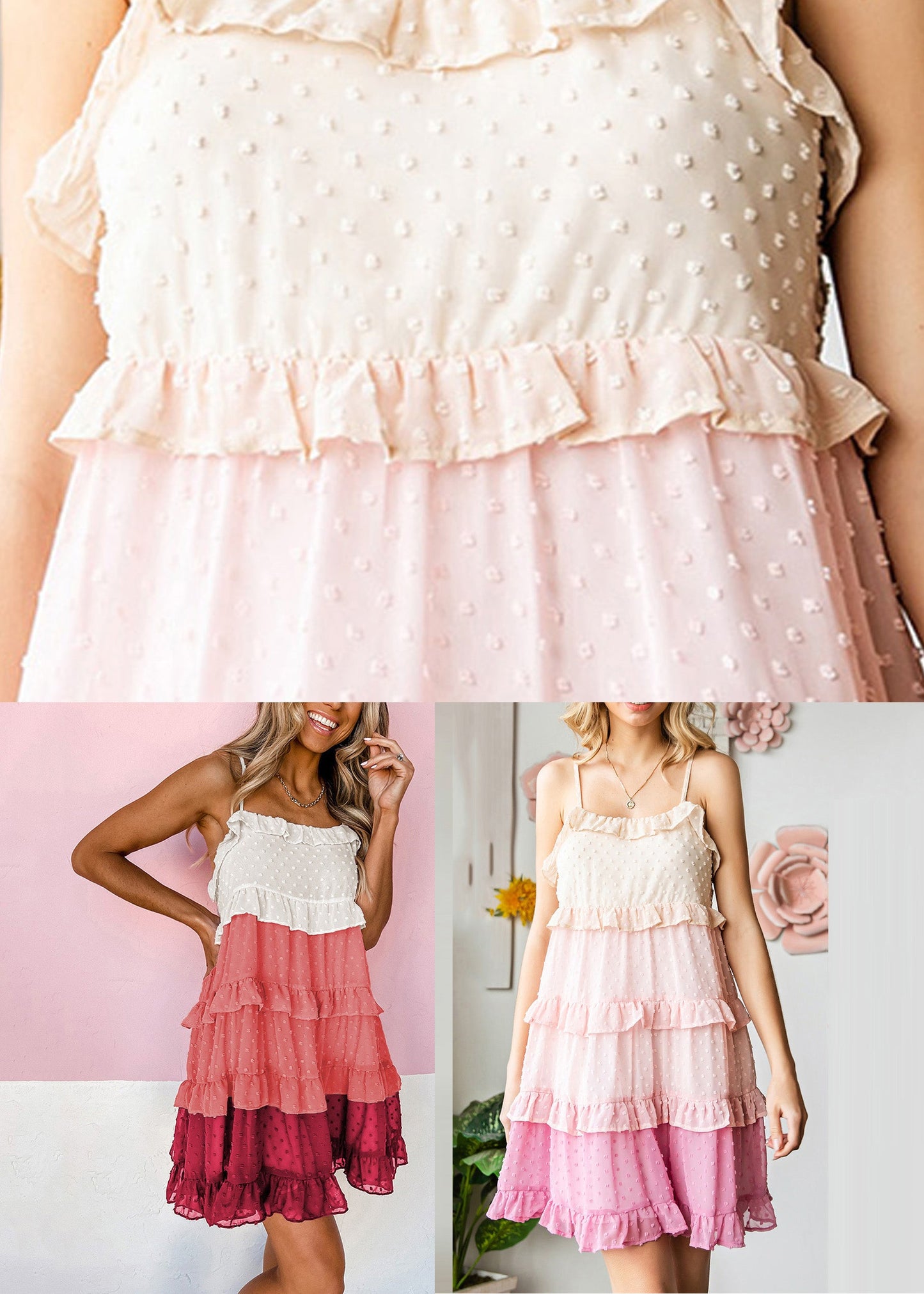 Cute Pink Slash Neck Chiffon Mid Spaghetti Strap Dresses Sleeveless