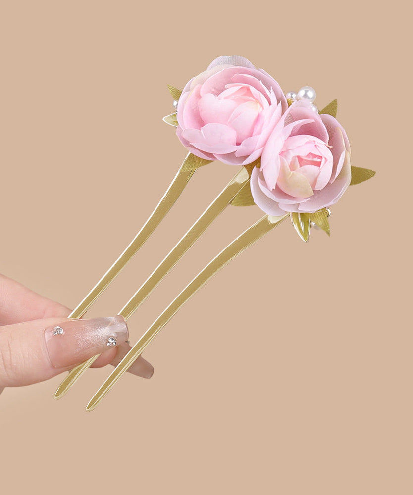 Cute Pink Zincon Alloy Peony Hairpin