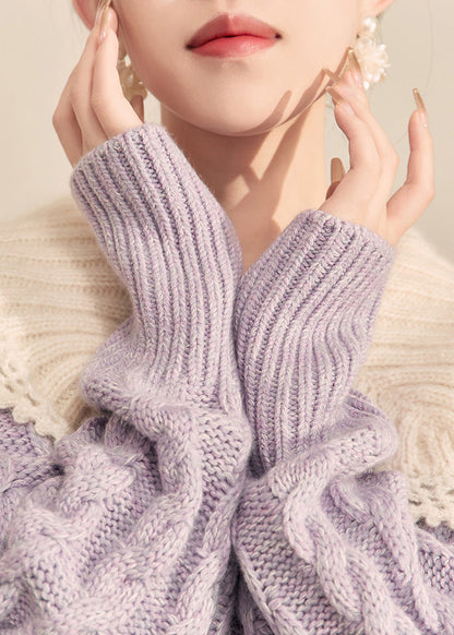 Cute Purple Peter Pan Collar Button Knit Cardigan Fall