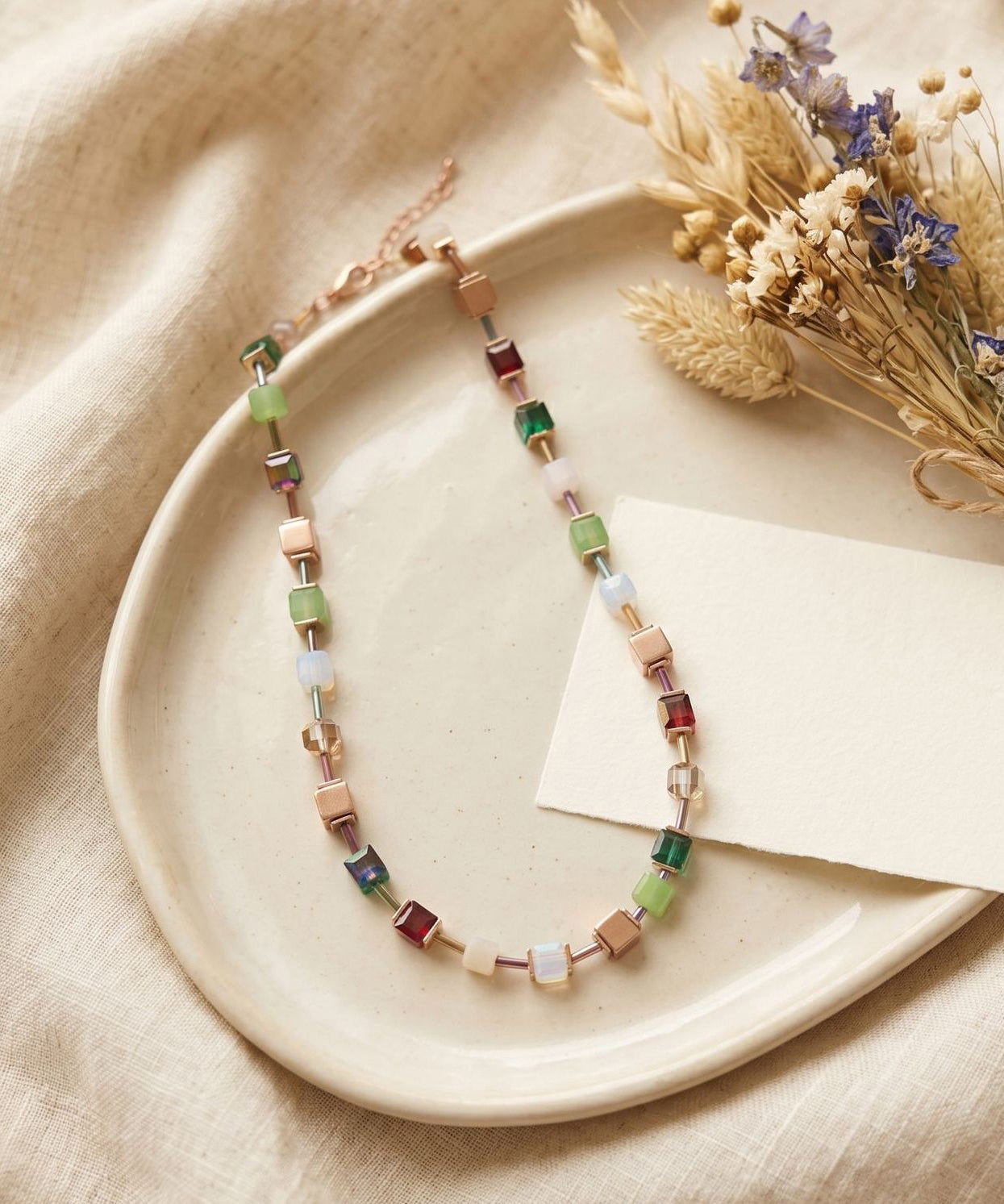 Cute Rainbow Alloy Sugar Cube Beading Gratuated Bead Necklace