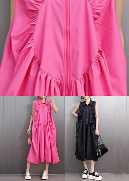 Cute Red Peter Pan Collar Zippered Maxi Dress Sleeveless