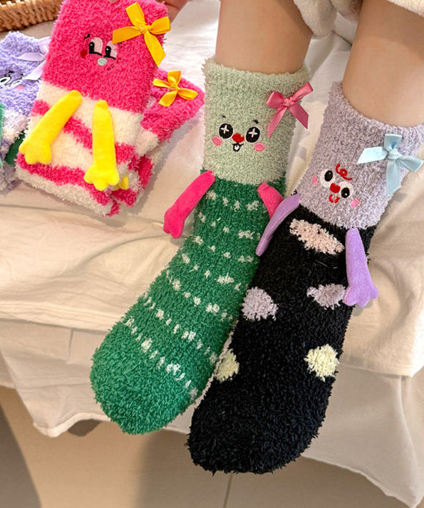 Cute Thick Warm Coral Velvet Middle Mid Calf Socks