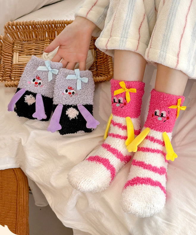Cute Thick Warm Coral Velvet Middle Mid Calf Socks