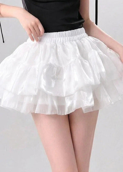 Cute White High Waist Patchwork Cake Skirts Summer
