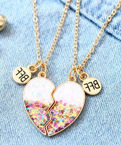 Cute White Metal Alloy Love Best Friend Set Pendant Necklace
