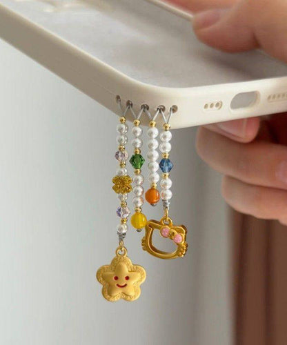 Cute Yellow Alloy Star KT Cat Tassel Phone Chains