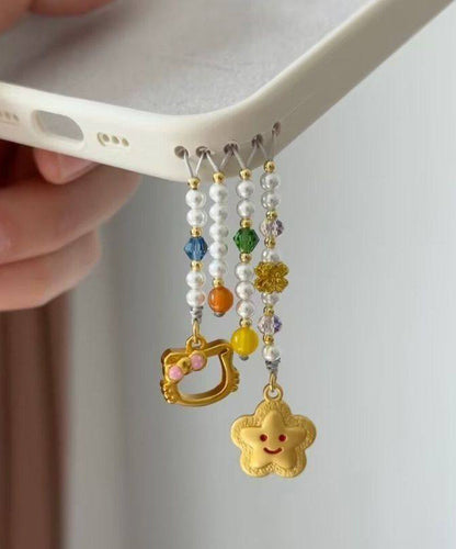 Cute Yellow Alloy Star KT Cat Tassel Phone Chains