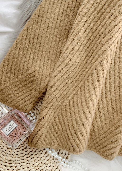 Cute yellow knit blouse  high neck plus size fall knit tops - SooLinen